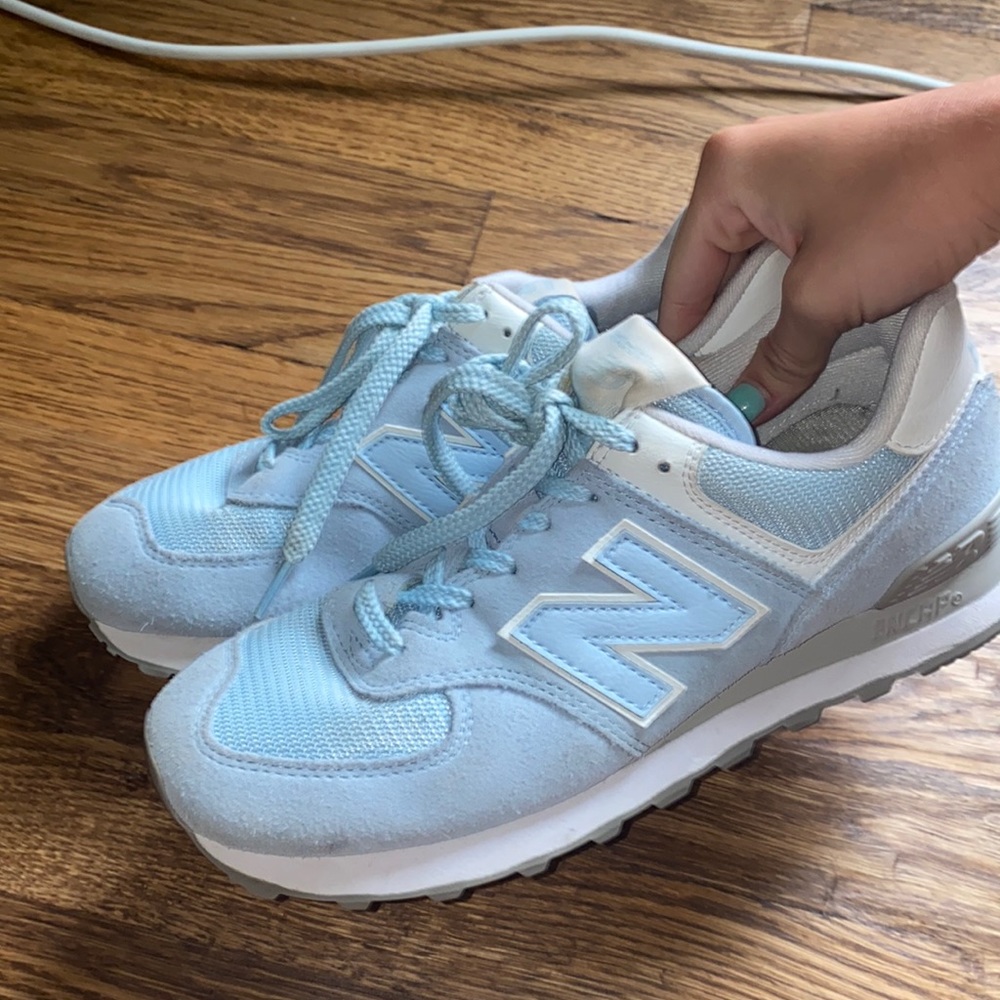 light blue new balence sneakers